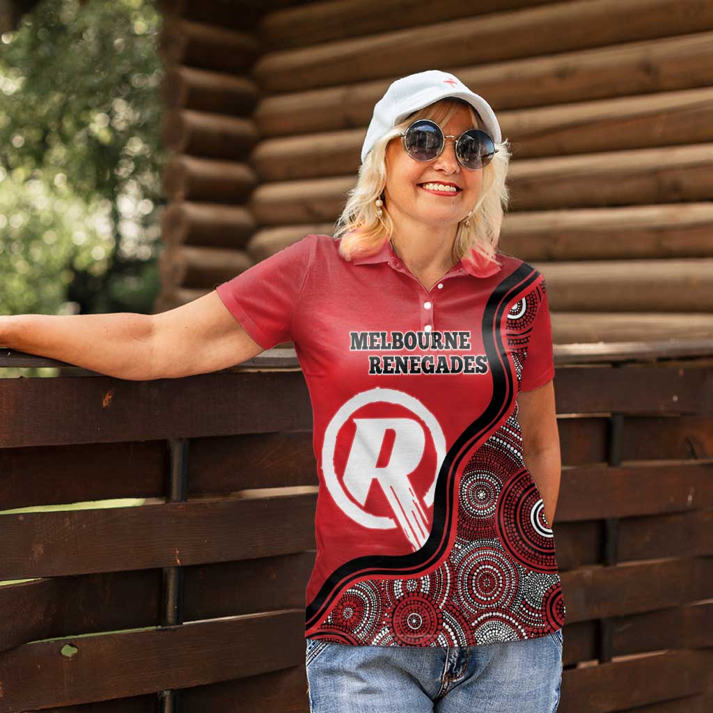 Custom Melbourne Renegades Women Polo Shirt Indigenous Art - Grunge Style