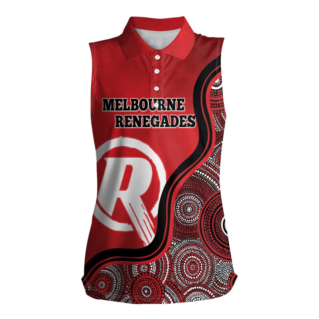 Custom Melbourne Renegades Women Sleeveless Polo Shirt Indigenous Art - Grunge Style