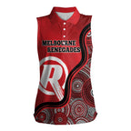 Custom Melbourne Renegades Women Sleeveless Polo Shirt Indigenous Art - Grunge Style