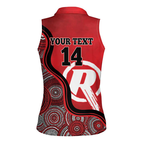 Custom Melbourne Renegades Women Sleeveless Polo Shirt Indigenous Art - Grunge Style