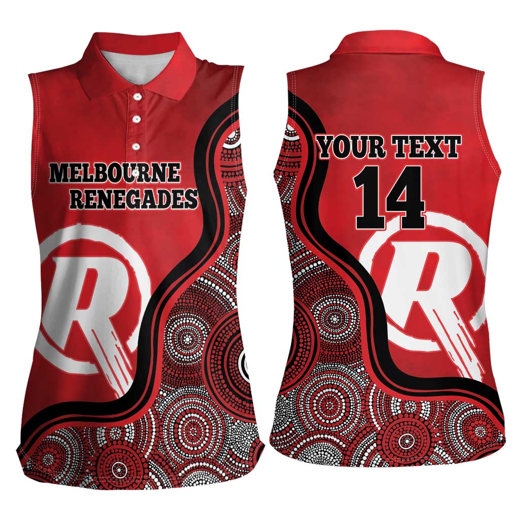 Custom Melbourne Renegades Women Sleeveless Polo Shirt Indigenous Art - Grunge Style