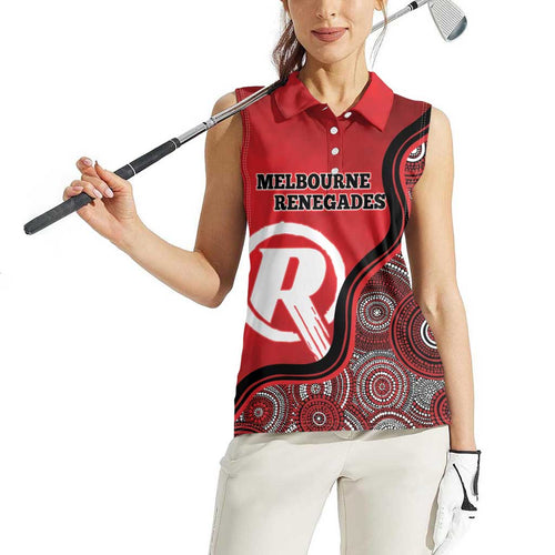 Custom Melbourne Renegades Women Sleeveless Polo Shirt Indigenous Art - Grunge Style