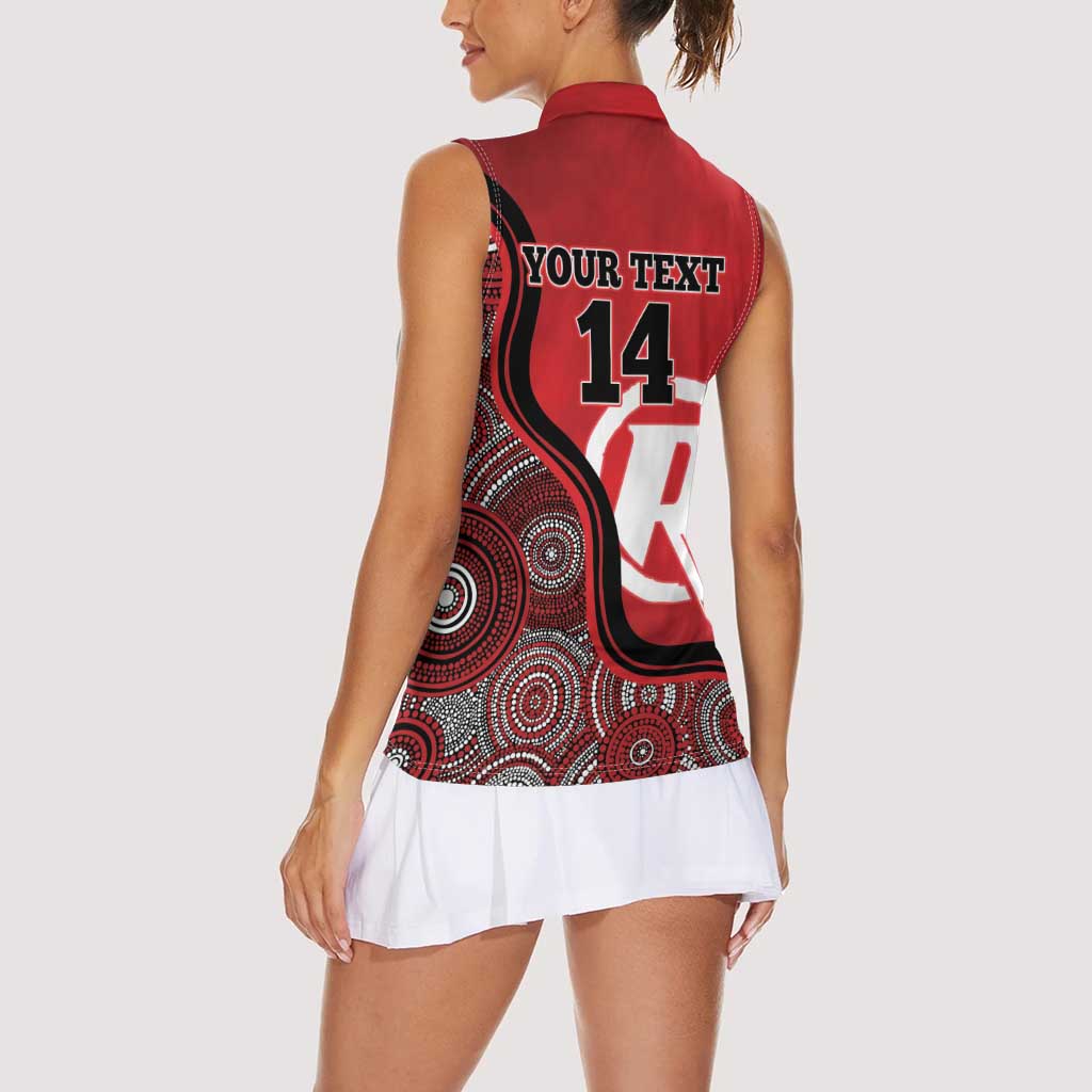 Custom Melbourne Renegades Women Sleeveless Polo Shirt Indigenous Art - Grunge Style