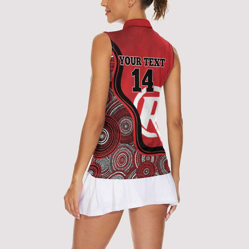 Custom Melbourne Renegades Women Sleeveless Polo Shirt Indigenous Art - Grunge Style