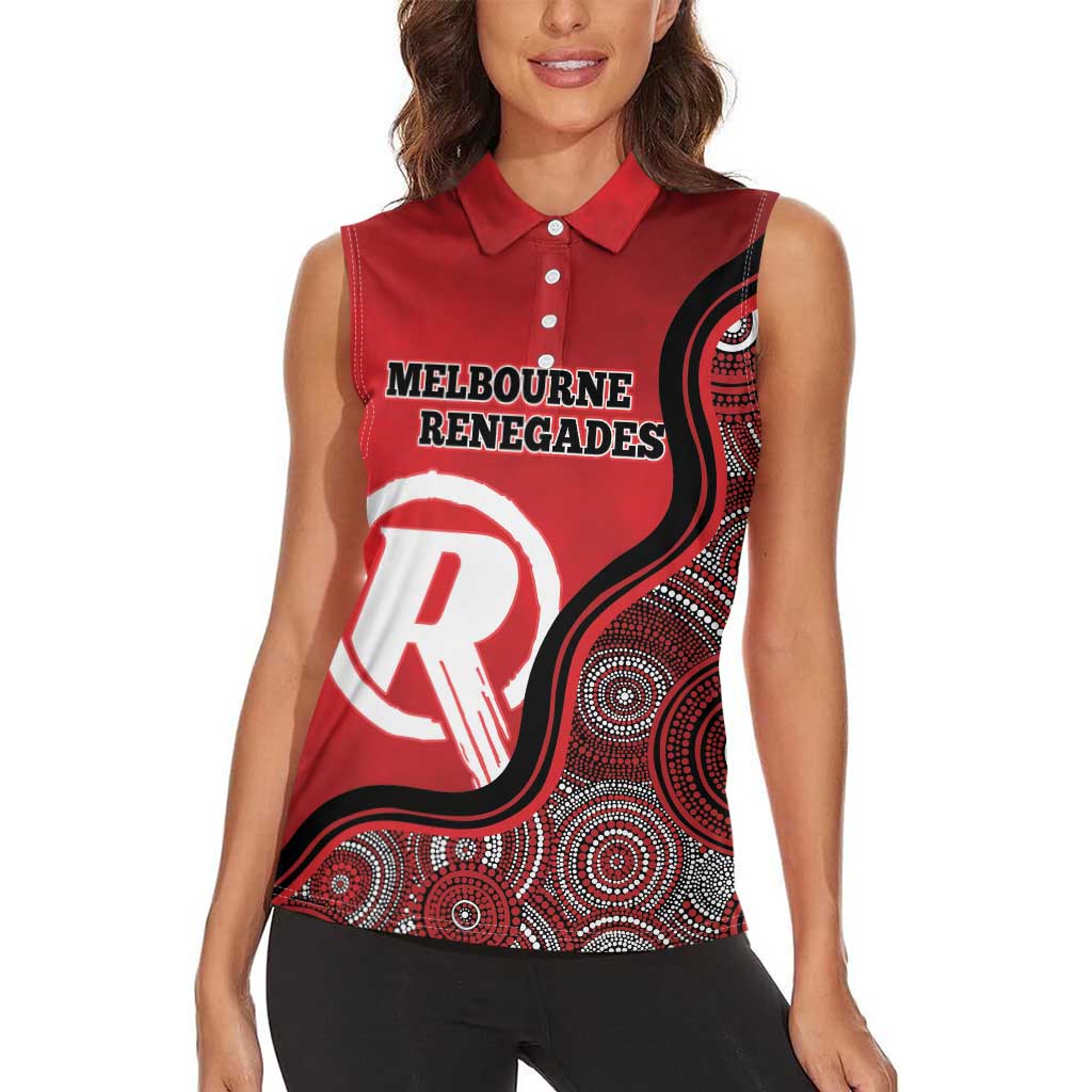 Custom Melbourne Renegades Women Sleeveless Polo Shirt Indigenous Art - Grunge Style