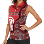 Custom Melbourne Renegades Women Sleeveless Polo Shirt Indigenous Art - Grunge Style