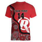 Custom Melbourne Renegades Women V-Neck T-Shirt Indigenous Art - Grunge Style
