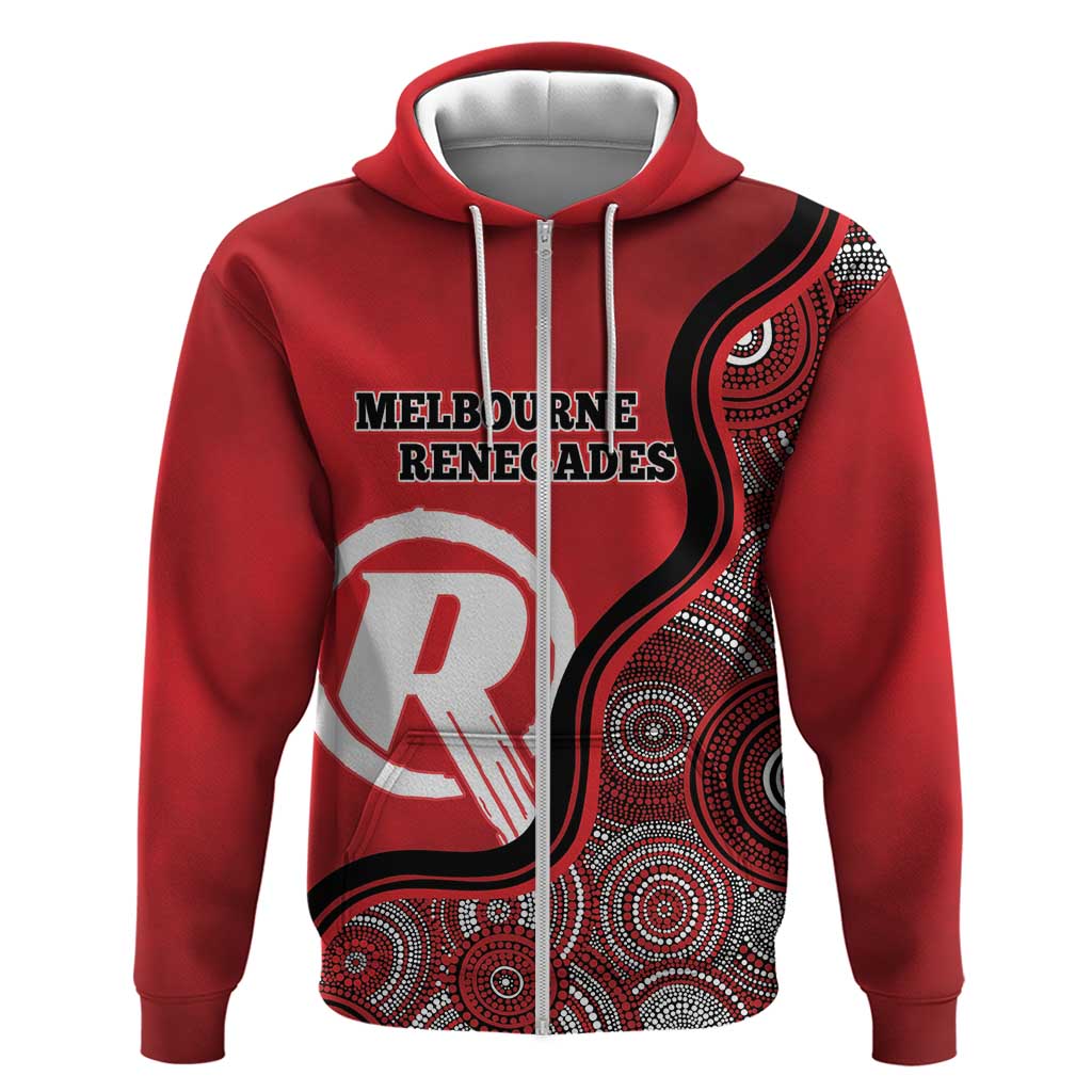 Custom Melbourne Renegades Zip Hoodie Indigenous Art - Grunge Style