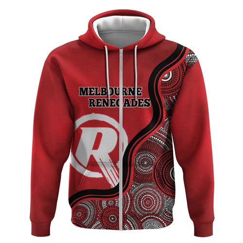 Custom Melbourne Renegades Zip Hoodie Indigenous Art - Grunge Style