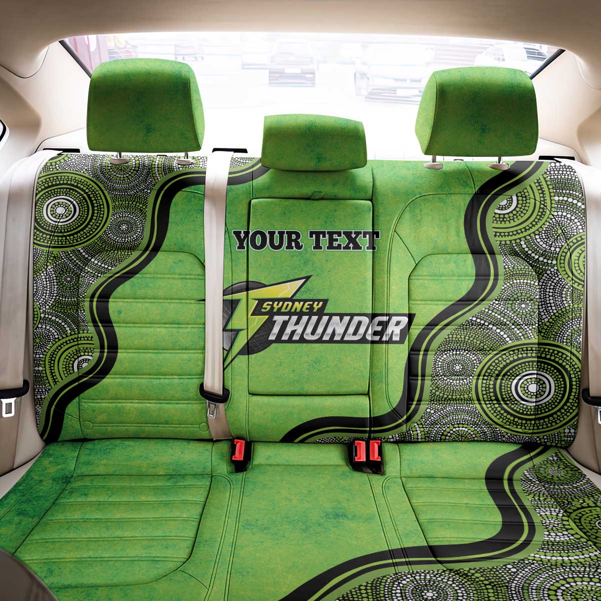 Custom Sydney Thunder Back Car Seat Cover Indigenous Art - Grunge Style