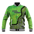 Custom Sydney Thunder Baseball Jacket Indigenous Art - Grunge Style