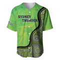 Custom Sydney Thunder Baseball Jersey Indigenous Art - Grunge Style