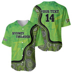 Custom Sydney Thunder Baseball Jersey Indigenous Art - Grunge Style
