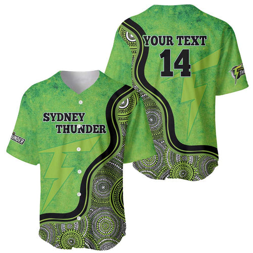 Custom Sydney Thunder Baseball Jersey Indigenous Art - Grunge Style