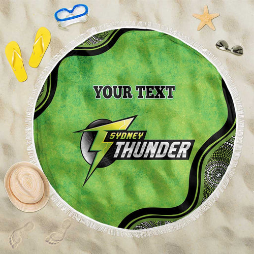 Custom Sydney Thunder Beach Blanket Indigenous Art - Grunge Style