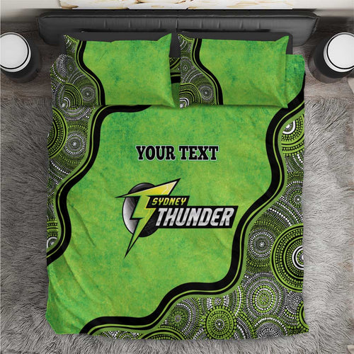 Custom Sydney Thunder Bedding Set Indigenous Art - Grunge Style