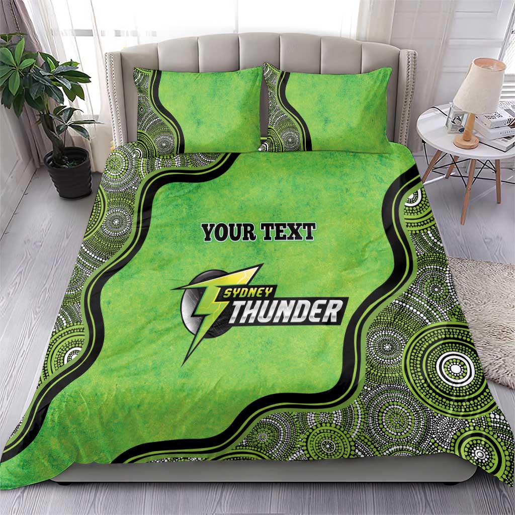 Custom Sydney Thunder Bedding Set Indigenous Art - Grunge Style