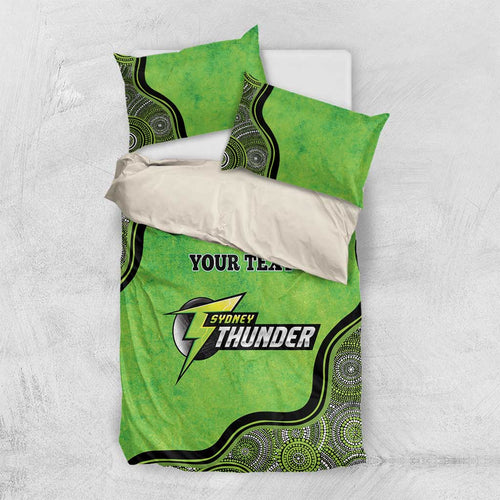 Custom Sydney Thunder Bedding Set Indigenous Art - Grunge Style
