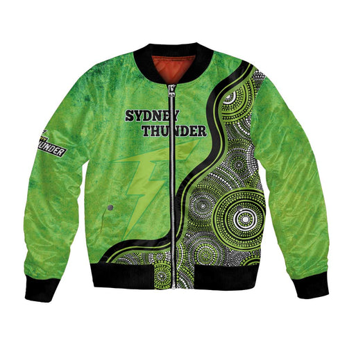 Custom Sydney Thunder Bomber Jacket Indigenous Art - Grunge Style