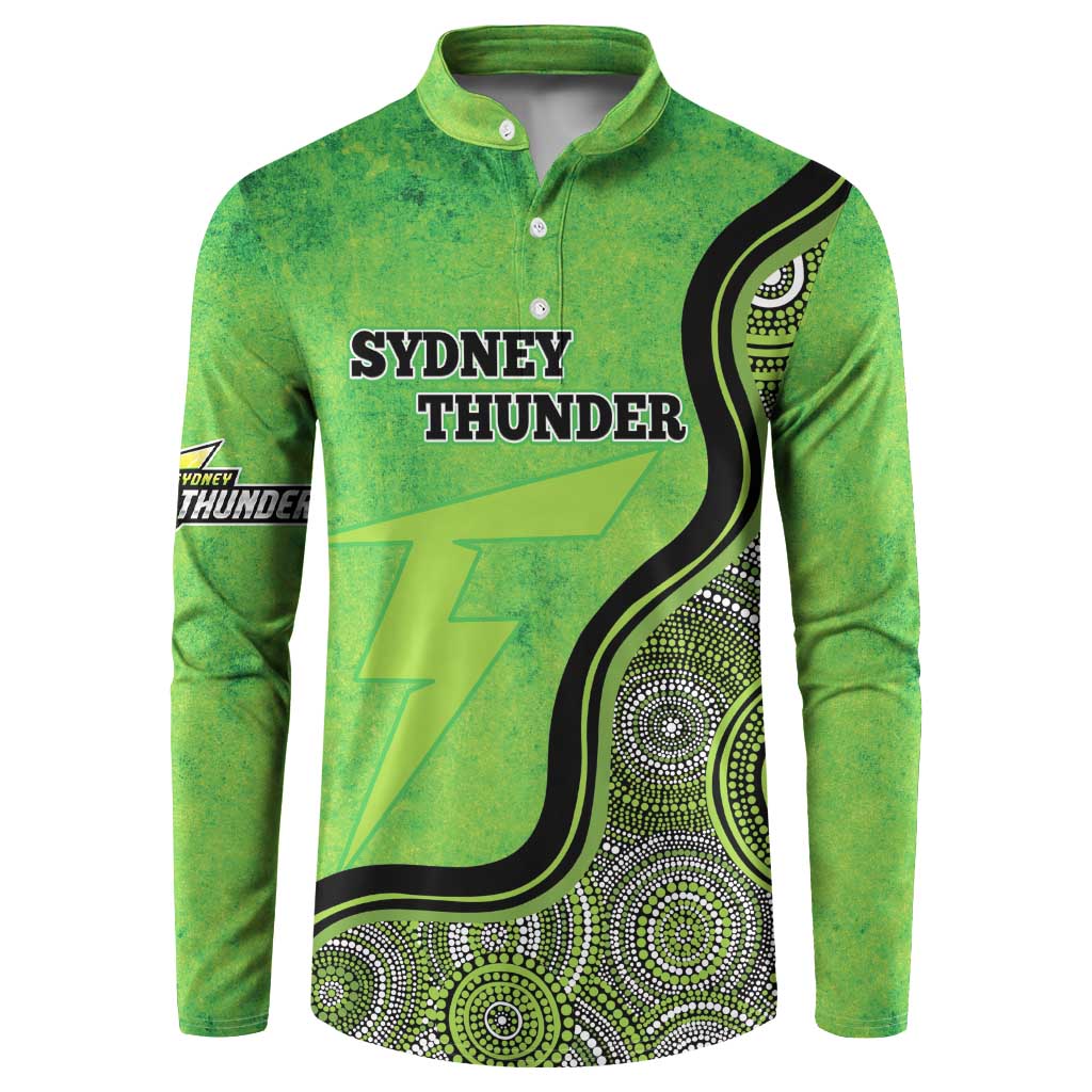 Custom Sydney Thunder Button Sweatshirt Indigenous Art - Grunge Style
