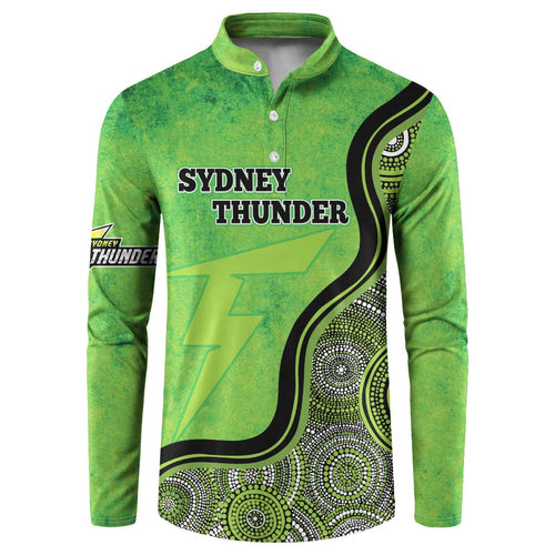 Custom Sydney Thunder Button Sweatshirt Indigenous Art - Grunge Style