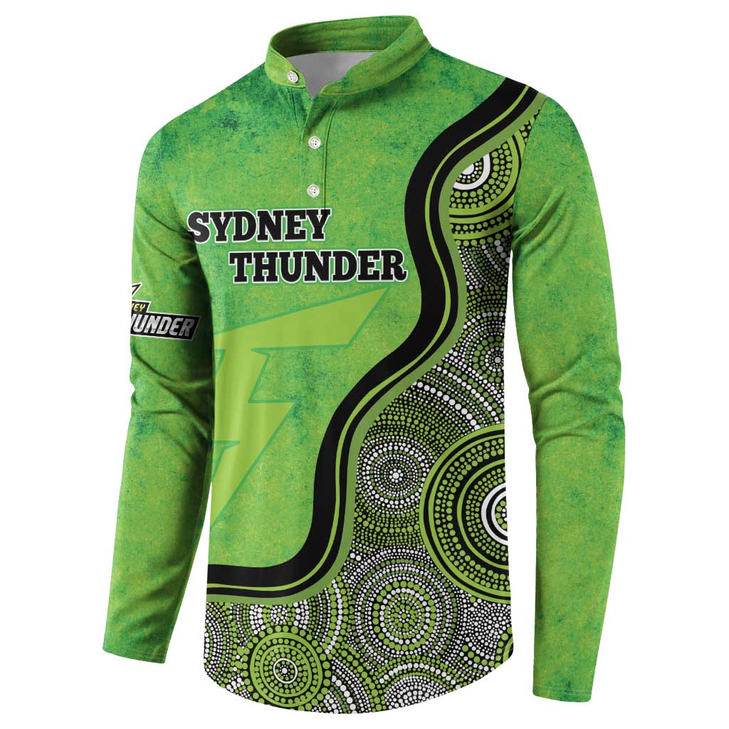 Custom Sydney Thunder Button Sweatshirt Indigenous Art - Grunge Style