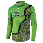 Custom Sydney Thunder Button Sweatshirt Indigenous Art - Grunge Style