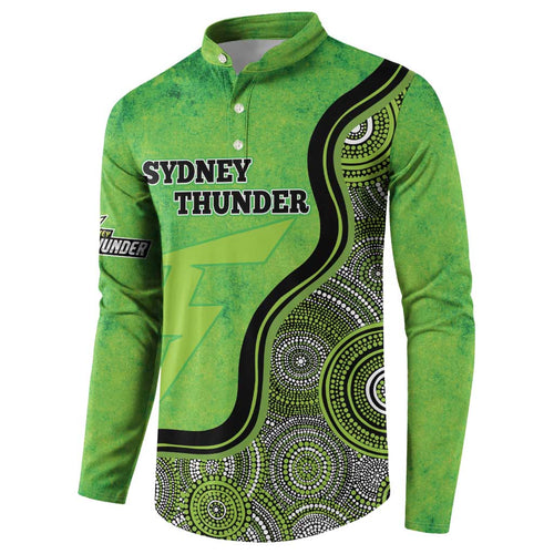 Custom Sydney Thunder Button Sweatshirt Indigenous Art - Grunge Style