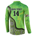 Custom Sydney Thunder Button Sweatshirt Indigenous Art - Grunge Style