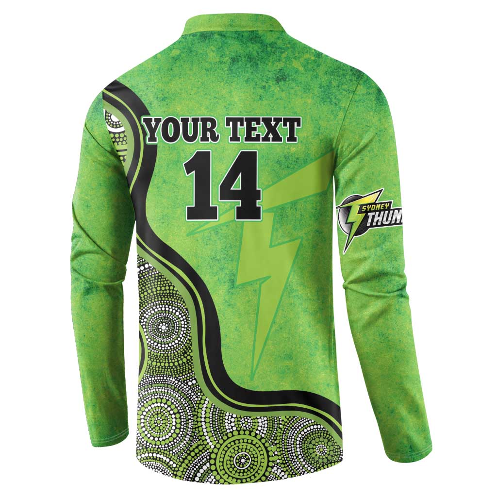 Custom Sydney Thunder Button Sweatshirt Indigenous Art - Grunge Style
