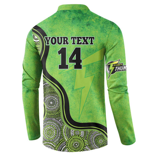 Custom Sydney Thunder Button Sweatshirt Indigenous Art - Grunge Style