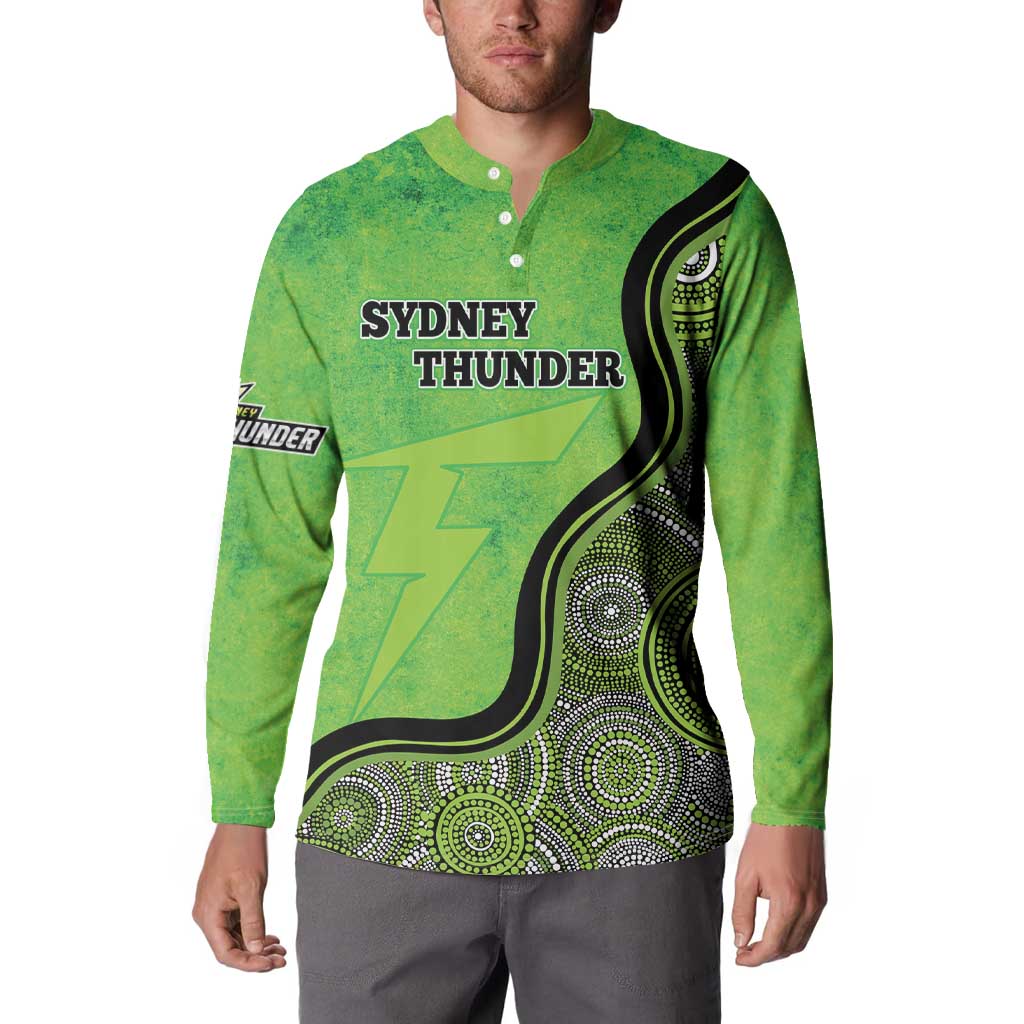 Custom Sydney Thunder Button Sweatshirt Indigenous Art - Grunge Style
