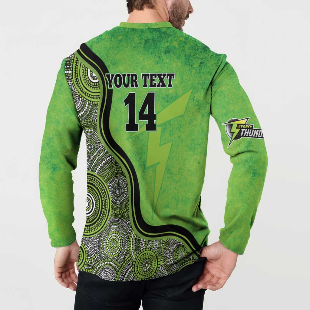 Custom Sydney Thunder Button Sweatshirt Indigenous Art - Grunge Style