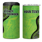 Custom Sydney Thunder 4 in 1 Can Cooler Tumbler Indigenous Art - Grunge Style