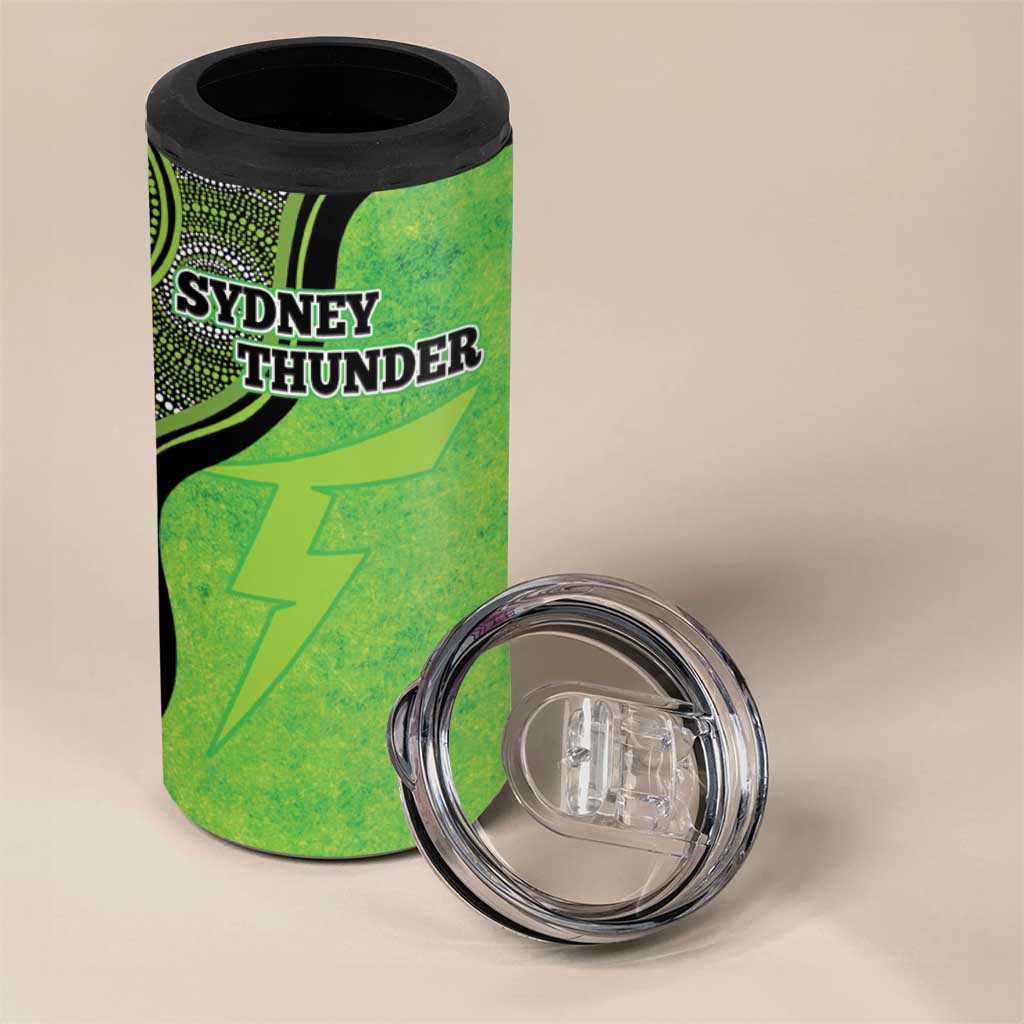 Custom Sydney Thunder 4 in 1 Can Cooler Tumbler Indigenous Art - Grunge Style