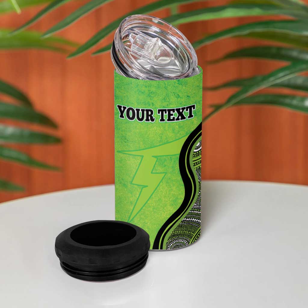 Custom Sydney Thunder 4 in 1 Can Cooler Tumbler Indigenous Art - Grunge Style