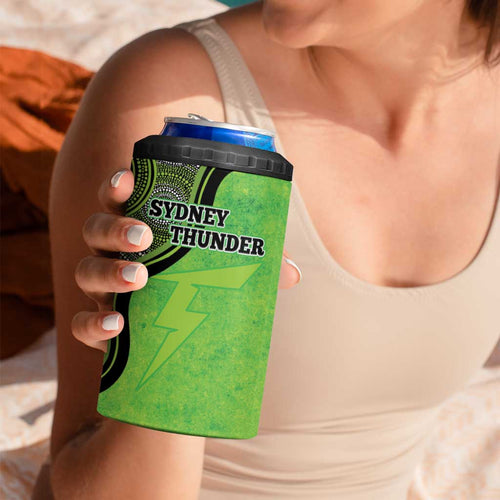 Custom Sydney Thunder 4 in 1 Can Cooler Tumbler Indigenous Art - Grunge Style
