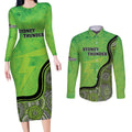 Custom Sydney Thunder Couples Matching Long Sleeve Bodycon Dress and Long Sleeve Button Shirt Indigenous Art - Grunge Style