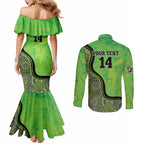 Custom Sydney Thunder Couples Matching Mermaid Dress and Long Sleeve Button Shirt Indigenous Art - Grunge Style