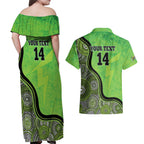 Custom Sydney Thunder Couples Matching Off Shoulder Maxi Dress and Hawaiian Shirt Indigenous Art - Grunge Style