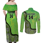 Custom Sydney Thunder Couples Matching Off Shoulder Maxi Dress and Long Sleeve Button Shirt Indigenous Art - Grunge Style