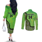 Custom Sydney Thunder Couples Matching Off The Shoulder Long Sleeve Dress and Long Sleeve Button Shirt Indigenous Art - Grunge Style