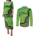 Custom Sydney Thunder Couples Matching Puletasi and Long Sleeve Button Shirt Indigenous Art - Grunge Style