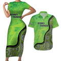 Custom Sydney Thunder Couples Matching Short Sleeve Bodycon Dress and Hawaiian Shirt Indigenous Art - Grunge Style