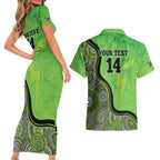 Custom Sydney Thunder Couples Matching Short Sleeve Bodycon Dress and Hawaiian Shirt Indigenous Art - Grunge Style