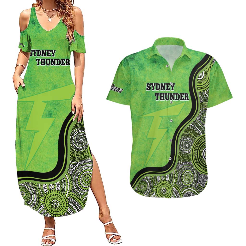 Custom Sydney Thunder Couples Matching Summer Maxi Dress and Hawaiian Shirt Indigenous Art - Grunge Style