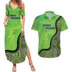 Custom Sydney Thunder Couples Matching Summer Maxi Dress and Hawaiian Shirt Indigenous Art - Grunge Style