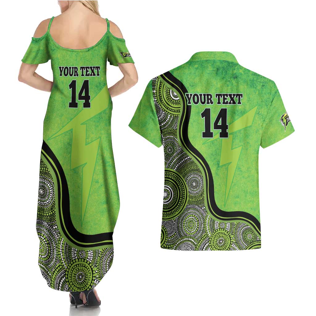 Custom Sydney Thunder Couples Matching Summer Maxi Dress and Hawaiian Shirt Indigenous Art - Grunge Style