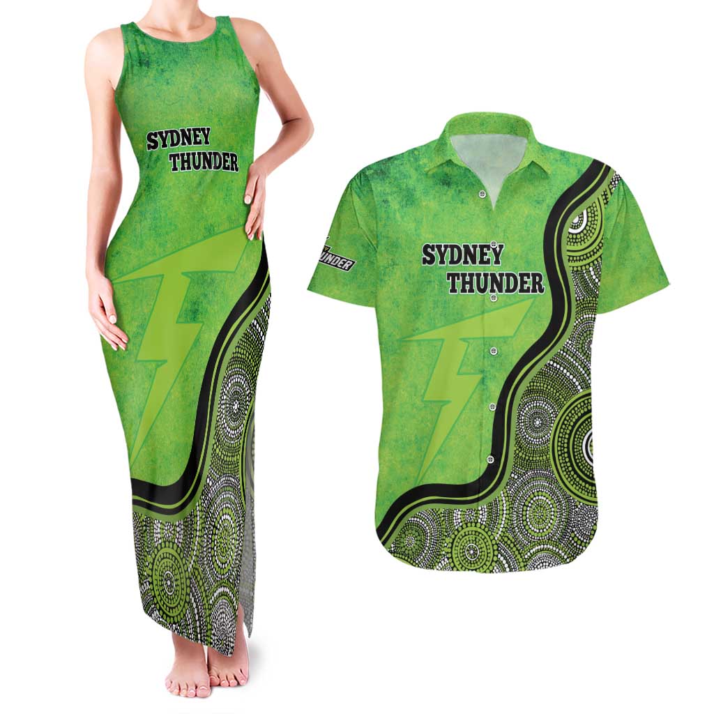 Custom Sydney Thunder Couples Matching Tank Maxi Dress and Hawaiian Shirt Indigenous Art - Grunge Style