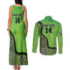Custom Sydney Thunder Couples Matching Tank Maxi Dress and Long Sleeve Button Shirt Indigenous Art - Grunge Style